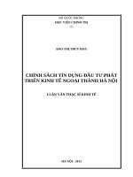 Luận văn thạc sĩ chính sách tín dụng đầu tư phát triển kinh tế ngoại thành hà nội 