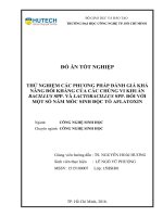 Đồ án tốt nghiệp: Thử nghiệm các phương pháp đánh giá khả năng đối kháng của các chủng vi khuẩn Bacillus spp. và Lactobacillus spp. đối với một số nấm mốc sinh độc tố aflatoxin