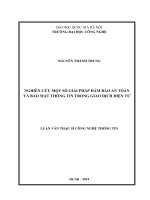 Nghiên cứu một số giải pháp đảm bảo an toàn và bảo mật thông tin trong giao dịch điện tử 