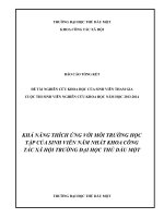 Khả năng thích ứng với môi trường học tập của sinh viên năm nhất khoa công tác xã hội trường đại học thủ dầu một  
