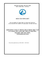Khó khăn tâm lý trong hoạt động học tập của sinh viên năm thứ nhất ở trường đại học thủ dầu một tỉnh bình dương  