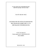 Giải pháp thu hút đăng ký kinh doanh đối với doanh nghiệp nhỏ và vừa trên địa bàn tỉnh bình dương 
