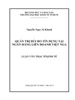 Quản Trị Rủi Ro Tín Dụng Tại Ngân Hàng TMCP Công Thương Việt Nam Chi Nhánh Tây Sài Gòn