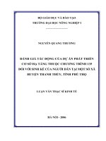 Luận văn thạc sĩ đánh giá tác động của dự án phát triển cơ sở hạ tầng thuộc chương trình 135 đối với sinh kế của người dân tại một số xã huyện thanh thuỷ tỉnh phú thọ 