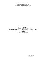 Bài giảng Dinh dưỡng vệ sinh an toàn thực phẩm - Trường Trung học Y tế Lào Cai