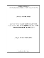 Các yếu tố ảnh hưởng đến quyết định đầu tư của doanh nghiệp ngoài nhà nước trên địa bàn tỉnh thái nguyên 