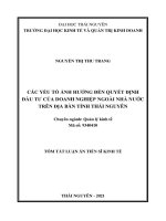 Các yếu tố ảnh hưởng đến quyết định đầu tư của doanh nghiệp ngoài nhà nước trên địa bàn tỉnh thái nguyên TT 