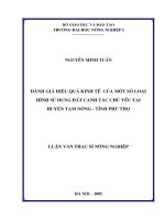 Luận văn thạc sĩ đánh giá hiệu quả kinh tế của một số loại hình sử dụng đất canh tác chủ yếu tại tại huyện tam nông tỉnh phú thọ 