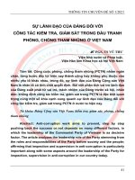 Sự lãnh đạo của Đảng đối với công tác kiểm tra, giám sát trong đấu tranh phòng, chống tham nhũng ở Việt Nam