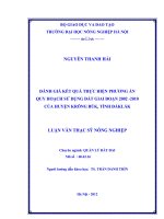 Luận văn thạc sĩ đánh giá kết quả thực hiện phương án quy hoạch sử dụng đất giai đoạn 2002 2010 của huyện krông búk tỉnh đắk lắk 