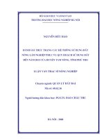 Luận văn thạc sĩ đánh giá thực trạng các hệ thống sử dụng đất nông lâm nghiệp phục vụ quy hoạch sử dụng đến năm 2015 của huỵên tam nông phú thọ 