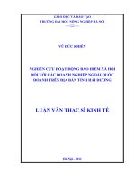 Luận văn thạc sĩ nghiên cứu hoạt động bảo hiểm xã hội đối với các doanh nghiệp ngoài quốc doanh trên địa bàn tỉnh hải dương 