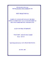 Luận văn thạc sĩ nghiên cứu áp dụng kế toán quản trị theo thông tư 53 2006 TT BTC vào các doanh nghiệp tại khu công nghiệp phố nối a tỉnh hưng yên 