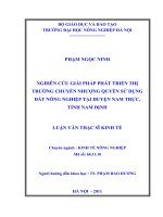 Luận văn thạc sĩ nghiên cứu giải pháp phát triển thị trường chuyển nhượng quyền sử dụng đất nông nghiệp tại huyện nam trực tỉnh nam định 