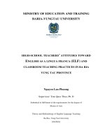 High school teachers attitudes toward english as a lingua franca (ELF) and classroom teaching practices in ba ria vung tau province 
