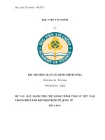 ĐẨY MẠNH THỂ CHẾ HÀNH CHÍNH CÔNG Ở VIỆT NAM TRONG BỐI CẢNH HỘI NHẬP KINH TẾ QUỐC TẾ