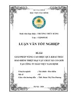 Giải pháp nâng cao hiệu quả khai thác bảo hiểm thiệt hại vật chất xe cơ giới tại công ty bảo việt nam định  luận văn tốt nghiệp  chuyên ngành tài chính bảo hiểm 