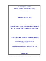 Luận văn thạc sĩ nâng cao chất lượng tín dụng tại ngân hàng đầu tư và phát triển chi nhánh hải dương 