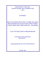 Luận văn thạc sĩ một số giải pháp nhằm nâng cao hiệu quả hoạt động kinh doanh tại ngân hàng nông nghiệp và phát triển nông thôn nghi sơn thanh hóa 
