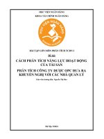 CÁCH PHÂN TÍCH NĂNG LỰC HOẠT ĐỘNG CỦA TÀI SẢN  PHÂN TÍCH CÔNG TY DƯỢC OPC ĐƯA RA KHUYẾN NGHỊ VỚI CÁC NHÀ QUẢN LÝ