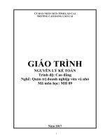 Giáo trình Nguyên lý kế toán (Nghề: Quản trị doanh nghiệp vừa và nhỏ) - Trường CĐ Cộng đồng Lào Cai