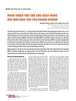 Hoàn thiện thể chế cho hoạt động đổi mới sáng tạo của doanh nghiệp