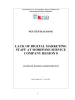 Lack of digital marketing staff at mobifone service company region 8 
