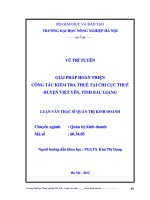 Luận văn thạc sĩ giải pháp hoàn thiện công tác kiểm tra thuế tại chi cục thuế huyện việt yên tỉnh bắc giang 