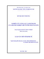 Luận văn thạc sĩ nghiên cứu năng lực cạnh tranh của doanh nghiệp chè ở tỉnh thái nguyên 