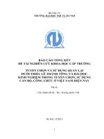 Tuyển chọn và sử dụng quan lại dưới triều lê thánh tông và bài học kinh nghiệm trong tuyển chọn, sử dụng cán bộ, công chức ở việt nam hiện nay 