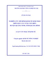 Luận văn thạc sĩ nghiên cứu mô hình kinh tế sinh thái trên đất cát vùng ven biển huyện quảng ninh tỉnh quảng bình 