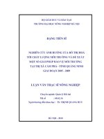 Nghiên cứu ảnh hưởng của đô thị hoá tới chất lượng môi trường và đề xuất một số giải pháp bảo vệ môi trường tại thị xã cẩm phả tỉnh quảng ninh giai đoạn 2005 2009 