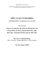 Nâng cao kỹ năng làm việc nhóm cho đội ngũ giáo viên trƣờng mầm non sơnca, phƣờng bình thủy, quận bình thủy, thành phố cầnthơ năm học 2020  2021 