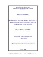 Luận văn thạc sĩ quản lý và sử dụng các khoản đóng góp của dân trong tài chính công cấp cơ sở tại huyện kỳ sơn tỉnh hoà bình 