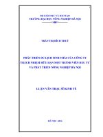 Luận văn thạc sĩ phát triển du lịch sinh thái của công ty trách nhiệm hữu hạn một thành viên đầu tư và phát triển nông nghiệp hà nội 