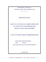Luận văn thạc sĩ quản lý và sử dụng các khoản đóng góp của dân ở cấp cơ sở trên địa bàn huyện vũ thư tỉnh thái bính 