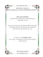 NÂNG CAO kỹ NĂNG làm VIỆC NHÓM CHO đội NGŨ GIÁO VIÊN tại TRƢỜNG mầm NON TUỔI THẦN TIÊN, QUẬN NINH KIỀU, THÀNH PHỐ cần THƠ, năm học 2020 – 2021 