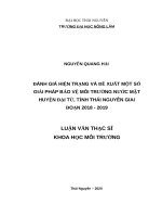 Đánh giá hiện trạng và đề xuất một số giải pháp bảo vệ môi trường nước mặt huyện đại từ, tỉnh thái nguyên giai đoạn 2018   2019 