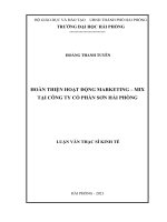 Luận văn Thạc sĩ Hoàn thiện hoạt động marketing  mix tại công ty sơn hải phòng