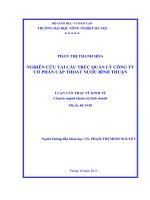 Luận văn thạc sĩ nghiên cứu tái cấu trúc quản lý công ty cổ phần cấp thoát nước bình thuận 