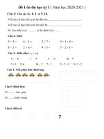 5 phiếu ôn thi toán học kỳ i lơp 1 