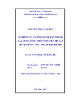 Luận văn thạc sĩ nghiên cứu vai trò người dân trong xây dựng nông thôn mới trên địa bàn huyện đông anh thành phố hà nội 