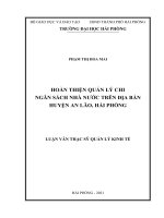 Luận văn Thạc sĩ Hoàn thiện quản lý chi ngân sách nhà nước