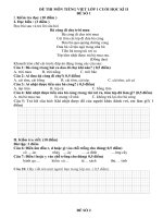 BỘ đề TIẾNG VIỆT CUỐI kì 2 lớp 1 