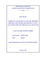 Luận văn thạc sĩ nghiên cứu ảnh hưởng của mật độ thời điểm bón phân viên nén đến sinh trưởng và năng suất giống ngô LCH9 trên đất gia lâm hà nội 