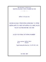 Luận văn thạc sĩ đánh giá đặc tính nông sinh học và tính chống đổ của một số giống lúa mới ngăn ngày tại thanh trì hà nội 