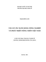Luận văn tái cơ cấu ngân hàng nông nghiệp và phát triển nông thôn việt nam 