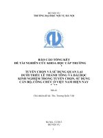 Luận văn tuyển chọn và sử dụng quan lại dưới triều lê thánh tông và bài học kinh nghiệm trong tuyển chọn, sử dụng cán bộ, công chức ở việt nam hiện nay 