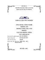 Luận văn ứng dụng công nghệ thông tin trong công tác văn thư tại văn phòng tổng cục hải quan 
