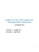 64 đề THI THỬ THPT QUỐC GIA môn TIẾNG ANH năm 2022 (Có đáp án)